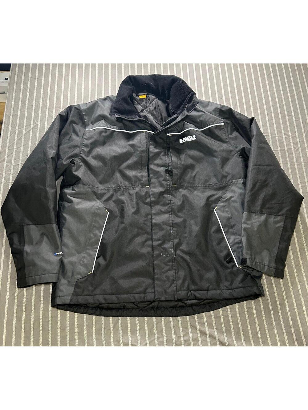 DEWALT Jacket Large Black Grey Mens Hooded Quilted Liner Shell Jacket Men's XL